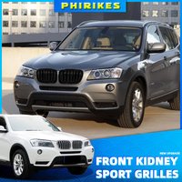 Glossy Black Front Hood Kidney Grille Grill ABS Dual Line Compatible For BMW X3 F25 2010 2011 2012 2013