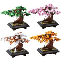 Gobricks MOC Four Season Bonsai Tree Bricks Model Decoration Building Blocks Bonsai Tree 4 in 1 Building Block Kits Toys Gift