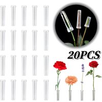New 20PCS Plastic Flower Water Tubes With Silicone Caps, Reusable Transparent Floral Vials For Flower And Plant Preservation