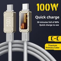 New 100W LED Digital Display Quick Charge Type C to C Cable for Samsung Xiaomi Redmi Huawei Fast Charging Data Cord USB C