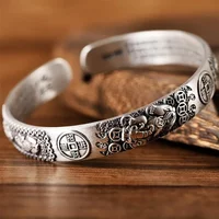 Thai Silver Wealth Transfer Pixiu Copper Coin Men's Bracelet with Dominant Male and Female Personality Heart Classic Bracelet