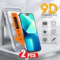 2Pcs Ultra HD Full Screen Protector for iPhone 17 16 15 Pro Max Air 16e 17e 13 12 11 Pro 15 14 Plus Dust Free Installation Glass