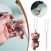Auto Yorkshire Terrier Dog Acrylic Pendant Versatile Charm Cute Puppy Keychain Car Mirrors Backpacks Home, Festive Party Decor
