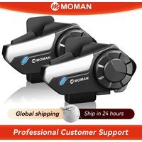 Moman Motorcycle Intercom H2S Motorbike Helmet Speaker 2-Way 1000M Communication Headset with Triple Noise Cancellation Hi-Fi