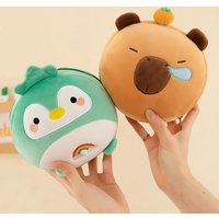 New Cartoon 2-In-1 Neck Pillow With Eye Mask Cute Plush Doll Travel Pillow Portable Office Desk Pillow Birthday Gift