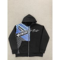 New Design Autumn/Winter Street Personalized Color blocked Letter Printed Loose Water Diamond Hoodie for Men and Women