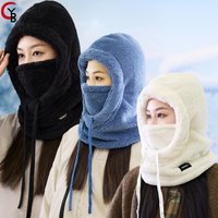 YANBIGUO 1 Pc Warm Balaclava for Women&Men,Winter Hats Sherpa Hood Ski Face Cover,Windproof Furry,Adjustable Hood Cap Scarf