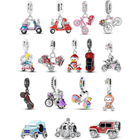 AliExpress NONE Original 925 Sterling Silver Charms Bead CZ Bicycle Car Electric Bike Dangle Fit Bracelet DIY Woman Jewelry Gift For Friend