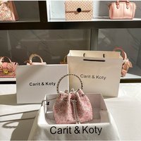 Luxury Crystal Pink Stones Rhinestones Diamond Evening Clutch Bag Wedding Party Bucket Purse Women's Handbag Crossbody Bag