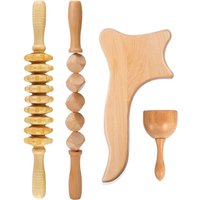4-in-1 wooden therapy massage tool set for sculpting body shape and relieving muscle pain