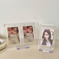 SKYSONIC Magnetic Acrylic Photo Frame Display Bricks With Base Postcards Organizer Desktop Standing Photo Cards Holder