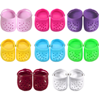 43CM Girls' Fashion Doll Shoes Summer Sandals Hole Shoes Candy Color Heart Shaped Doll Shoes Doll Wardrobe Fashion Items Dress U