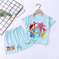 Children Cartoon Cute Pajamas Pocoyoed Pijama Sets for Kids Girl Boy Short Sleeve Sleepwear Summer Home Clothing Loungewear Gift