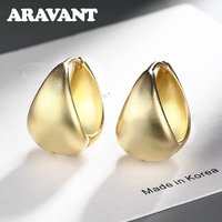 ARAVANT 925 Sterling Silver 18K Gold Egg Hoop Earring For Women Fashion Jewelry