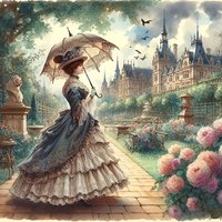 Diamond Painting Set, Umbrella Holding Women's Pattern, Round Diamond Full Diamond Art, Multiple Specifications to Choose From