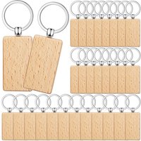 20Pcs Blank Tags Rectangle Wooden Key Chain Diy Wood Keychains Key Tags Can Engrave Diy Gifts For Dog Tags Name Pendants