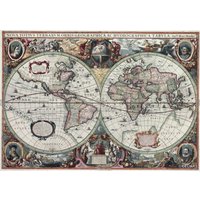 1641 Hondius Nova Totius Terrarum World Map Antique Baroque Vintage Cartography Wall Art Print Poster Unframed