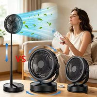 Wireless Folding Desk Fan Telescopic7200 mAh Floor Fan USB Rechargeable Fan Standing Fan for Outdoor Camping