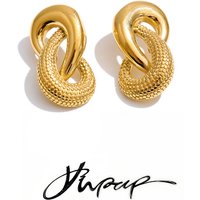 Yhpup Stainless Steel Metal Stud Earrings for Women Personalized Geometric Unique Design Texture Fashion Metal Jewelry 2026