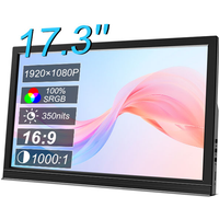 17.3 Inch FHD 1920x1080 Portable Monitor HD External Second Display HDMI Type-C for Laptop PC Phone