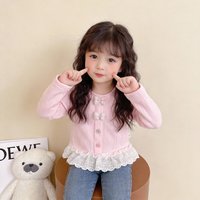 Girls' Bottoming Shirt 2026 Spring and Autumn New Baby Hem Lace Fashionable T-shirt Children Sweet Top