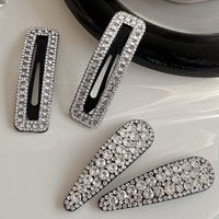 2Pcs Women Sparkly Hair Clips K-Style Luxury Crystal Hairpins 7cm Water-drop Rectangle Snap Side Clips Barrette Hair Accessories