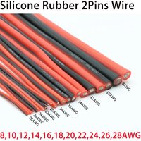 Przewód elektryczny z miękkiego silikonu gumowego z miedzi, 2 żyły, czarno-czerwony, AWG 8 10 12 14 16 18 20 22 24 26 28, kabel połączeniowy do lamp i oświetlenia.