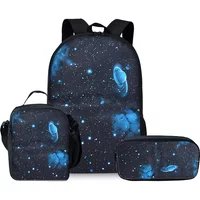 Cosmic Starry Sky Three Piece Set Backpacks for Boy and Girls Best Gifts 2D Flat Cartoon School Backpack for Children