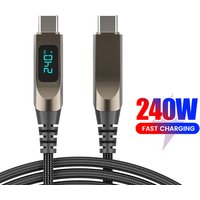 240W PD Fast Charging Cable Type C To Type C Digital Display Data Cord For iPhone 15 16 17 Samsung Huawei Xiaomi USB C Cable