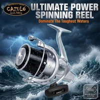 CAZULO Large Long Cast Spinning Reel, Interchangeable Left Right Handle, 20KG Max Drag Surf Fishing Wheel