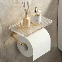 Self-Adhesive Acrylic Toilet Paper Holder with Storage Shelf, Stylish Bathroom Organizer, Easy Wall Mounting, Space-Saving