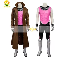 Gambit Cosplay Costume Remy LeBeau Leather Trench Jumpsuit Headmask Fullset Outfits Halloween Party Roleplay Uniform