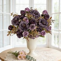 Artificial Silk Peony Hydrangeas Roses Flowers Wedding Bouquets Outdoor Yard Party Holiday Indoor Table Windowsill Doorway Decor
