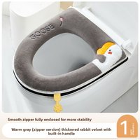 Winter Toilet Seat Cover Zipper Design Soft Flannel Waterproof Thickened Non Slip Warm and Durable for Home Bathroom