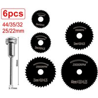 HSS Electric Cutting Saw Blade Set 6PCS 22-44MM Mini Circular Ultra Thin 3.2MM Rod Woodworking Metal Tools Grinder Accessories