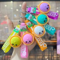 New Cute Creative Bun Keychain Pendant Simulation Chinese Cuisine Xiao Long Bao Pendant Schoolbag Pendant Car Keychain