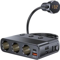 127W 7-in-1 Car Charger Splitter PD30W QC3.0 cigarette Lighter Adapter Car Cigarette Lighter Socket Splitter with Switch