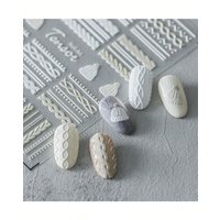 1 Sheet 5D Nail Sticker Elegant Sweater Pattern With Adhesive Sticker Decals Decoration Nail Stickers DIY