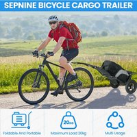 Sepnine Foldable Bike Trailer, 20kg Load Capacity Alloy Steel Frame Pneumatic Tires, 8009T Bicycle Cargo Wagon for Kids Pets