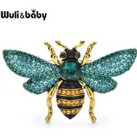 Wuli&baby Shining Bee Brooches For Women Unisex Lovely 4-color Rhinestone Insects Party Causal Clothes Pins Gifts