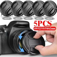 1-5Pcs Universal Camera Lens Cap with Hanging Strap for Canon Nikon Sony Fuji Olympus DSLR Camera Lenses Cover 49/52/55/58/62mm