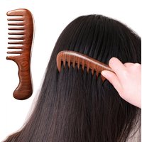 ●Sandalwood Hair Combs Anti-Static Wooden Comb Massager Long Wide Tooth Detangle Sandalwood Comb Hair Care Household Gift