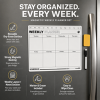 Fridge Magnetic Dry Erase Weekly Planner Board, Reusable Weekly Schedule Whiteboard for Family Household Planning
