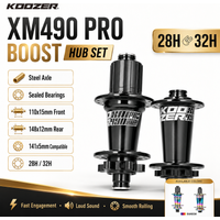 KOOZER XM490 PRO BOOST MTB Hub 110x15mm 148x12mm 141x5mm Sealed Bearing Steel Axle Bicycle Hub 28H 32H HG 8-11 Speed Loud Sound