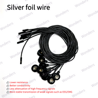 Black Snap EEG Electrode Lead 0.8M Silver Foil Wire DuPont Port for Brain Monitoring Neuro Research EMG and Clinical EEG Systems
