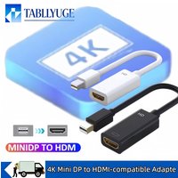 4K Mini DisplayPort to HDMI-compatible Adapter Male Mini DP to Female HDMI-Compatible Cable Converter Compatible with MacBook Ai