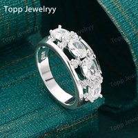 Elegant 925 Sterling Silver Beautiful 7-10# Luxury 4 Zircon Ring Fashion Women Charm Party Christmas Gift Jewelry