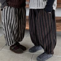 2025 Spring New Vertical Corduroy Nine-point Pants for Boys and Girls Mori Loose Bloomers Fashion Casual