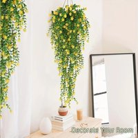 2pcs 77cm Artificial Hanging Plants Fake Hanging Plant Faux Eucalyptus Leaf Greenery Vine Outdoor UV Resistant Plastic Plants