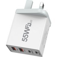 55W EU/US/UK/AU Plug Type-C PD20W Fast Charge For Phone Charger Portable Wall Charger and Universal USB Charger 3.1A